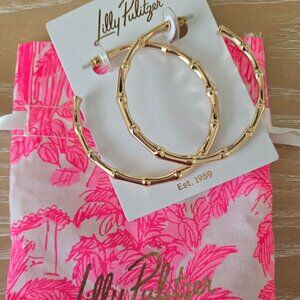 Lilly Pulitzer Bamboo Hoop Earrings Brand New